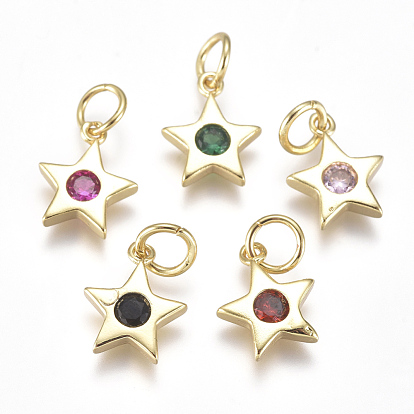 Micro cuivres ouvrent charmes de zircons, avec anneau de saut, plaqué longue durée, étoiles