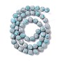 Brins de perles de pyrite naturelle et de turquoise, givré, ronde