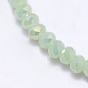 Electroplate Imitation Jade Glass Rondelle Beads Strands, Faceted, AB Color Plated