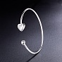 Bracelet manchette en argent sterling 925 Shegrace, Avec coeur et perle, bracelets de couple