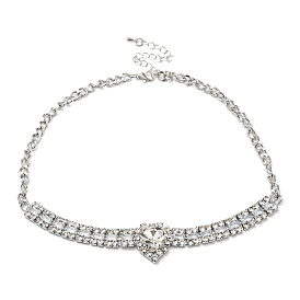 Heart Crystal Rhinestone Bib Necklaces, Fashion Alloy Bib Necklaces