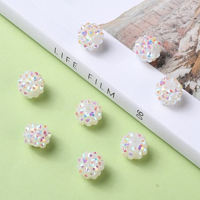 Resin Rhinestone Beads, with Jelly Style Inside, AB Color, Round, Hole: 2mm