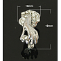 Recogida de latón hielo y pellizco fianzas, con diamante de imitación, mano, 18x10 mm, pin: 1 mm