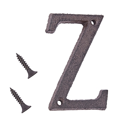 Número de dirección de casa de hierro, con 2 tornillos, alfabeto