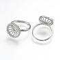 Laiton composants d'anneau pour les doigts, accessoires compopsants tamon pour bagues, avec zircons, plat rond, taille 7