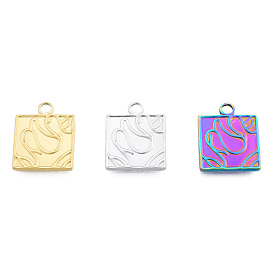 201 Stainless Steel Pendants, Square