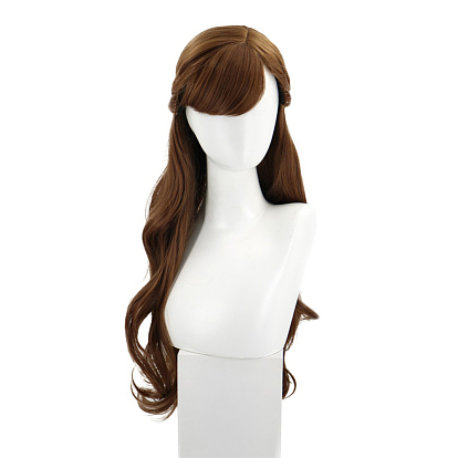 Mode dessin animé doux style cosplay longues ondulées perruques, fibre haute température résistante à la chaleur, perruques pour femmes, perruques avec frange