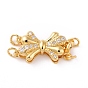 Brass Micro Pave Clear Cubic Zirconia Box Clasps, Bowknot
