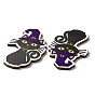 Colgantes grandes de madera de álamo impreso de una cara, colgante de gato con sombrero de bruja, tema de halloween