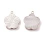 Natural Freshwater Shell Pendants, Flower Charms, with Light Gold Plated Brass Findings