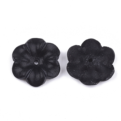 6 -Bonnet de perle en cuir de vachette écologique pétal, fleur