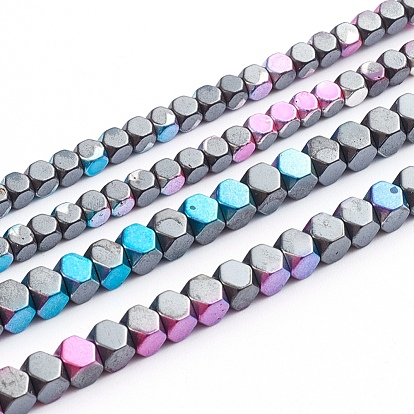 Galvaniques perles d'hématite synthétique non magnétique brins, demi-plaqué, cube, facette