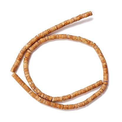 Natural Wood Lace Stone Beads Strands, Flat Round