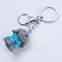 Iron Puppy Keychain, with Plastic, Dog with Scraf, Mixed Shapes, Platinum