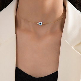 Collier pendentif oeil minimaliste pour femme, bijoux ras de cou à chaîne courte