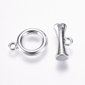 Cierres de acero de estilo tibetano, anillo, anillo: 20.5x16.5x3 mm, agujero: 2 mm, bar: 20x9x6.5 mm, agujero: 2 mm