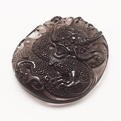 Pendentifs en obsidienne naturelle sculptés, Dragon