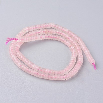 Natural Rose Quartz Beads Strands, Heishi Beads, Flat Round/Disc