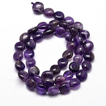 Nuggets Natural Amethyst Beads Strands, Tumbled Stone, 9~12x8~13x5~7mm, Hole: 1mm, about 15.3 inch ~15.7 inch
