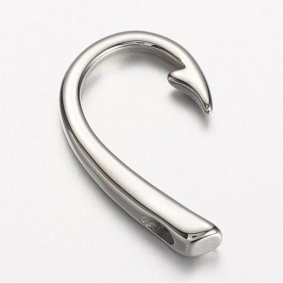 304 Stainless Steel Hook Clasps, Fish Hook Charms