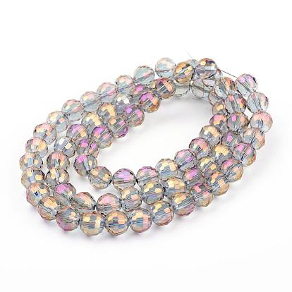 Electroplate Glass Bead Strands, Faceted(96 Facets), Round