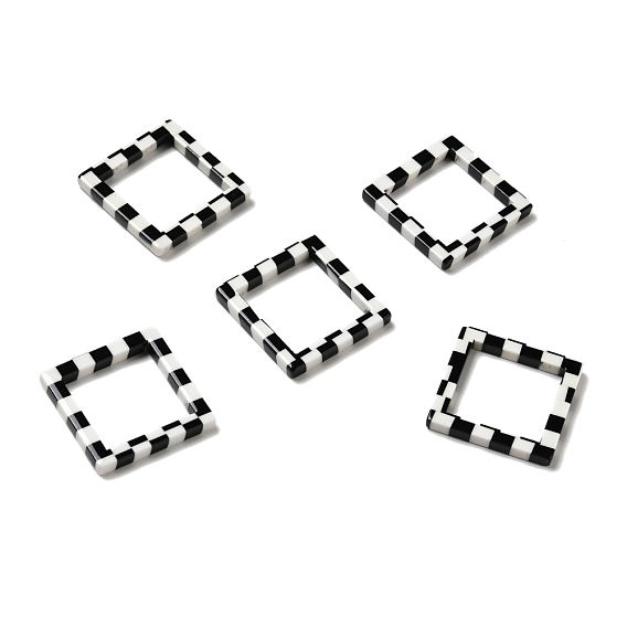 Acrylic Linking Rings, Rhombus with Tartan Pattern