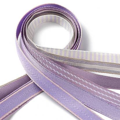 18 yards 6 styles ruban en polyester, pour le bricolage fait main, nœuds de cheveux et décoration de cadeaux, palette de couleurs violettes