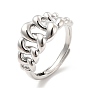 Rack Plating Brass Crown Adjustable Ring for Women, Cadmium Free & Lead Free