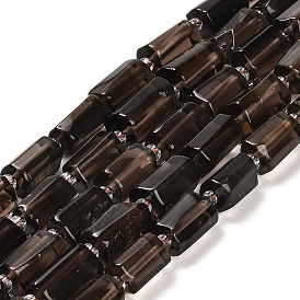 Natural Ice Obsidian Beads Strands, with Seed Beads, Faceted Column