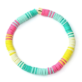 Bracelets extensibles en perles de disque d’argile polymère, bracelet preppy