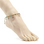 Synthetic Turquoise Braided Bead Anklet, Tortoise & Starfish & Shell Alloy Charm Adjustable Anklet for Women
