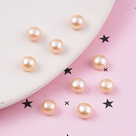 Half Drilled Natural Cultured Freshwater Pearl Beads, Half Round