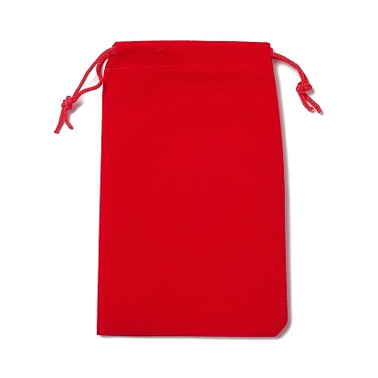 Christmas Theme Rectangle Velvet Bags, with Nylon Cord, Drawstring Pouches, for Gift Wrapping