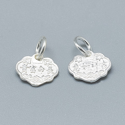 925 Sterling Silver Charms, with Jump Ring, Longevity Lock