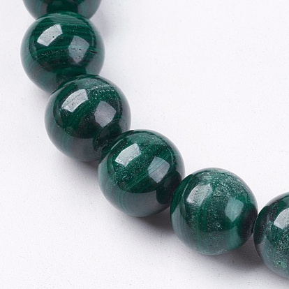 Natural Malachite Gemstone Beads Strands, Round, Green