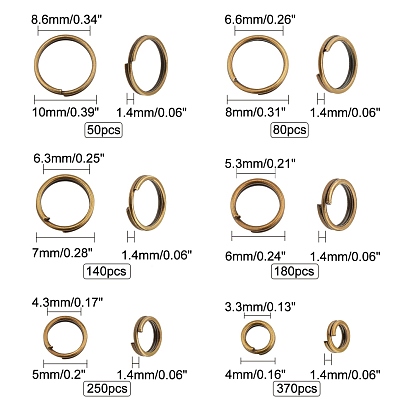 1 кольца раздвижные чугунные, кольца с двойной петлей, 4 мм / 5 мм / 6 мм / 7 мм / 8 мм / 10 мм