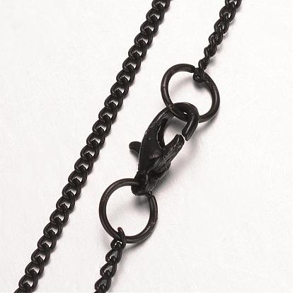 El collar de hierro, barbada trenzado, con la aleación de cierre de langosta, 24.45 pulgada