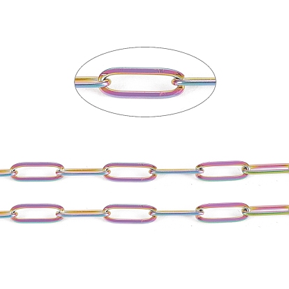 Revestimiento iónico (ip) 304 cadenas de clip de acero inoxidable, cadenas portacables alargadas estiradas, soldada, con carrete