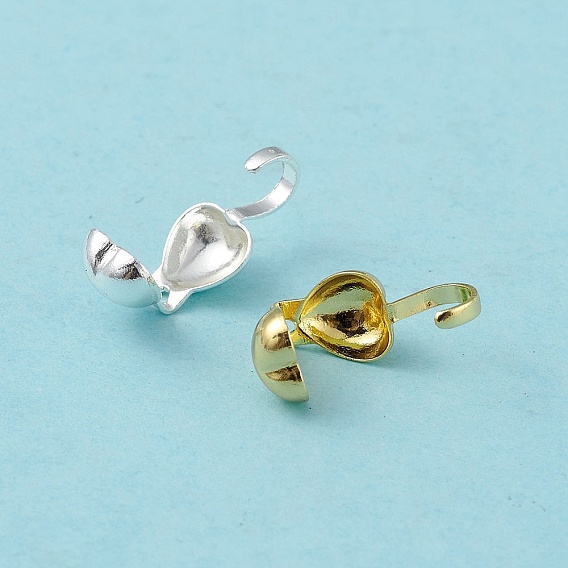 Brass Bead Tips, Calotte Ends, Clamshell Knot Cover, Heart Shape