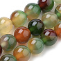 Natural Peacock Green Agate Beads Strands, Dyed, Round