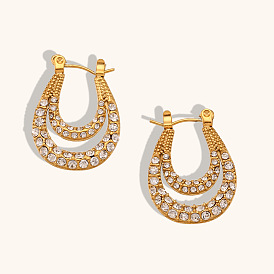 Minimalist Double-layered Waterdrop Zirconia Earrings with 18K Gold-plated Stainless Steel Ear Hooks and Hoops
