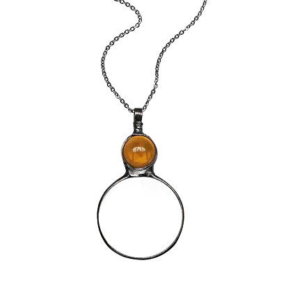Ожерелье с плоским круглым стеклянным увеличительным кулоном для женщин, с кабельными цепями из сплава
