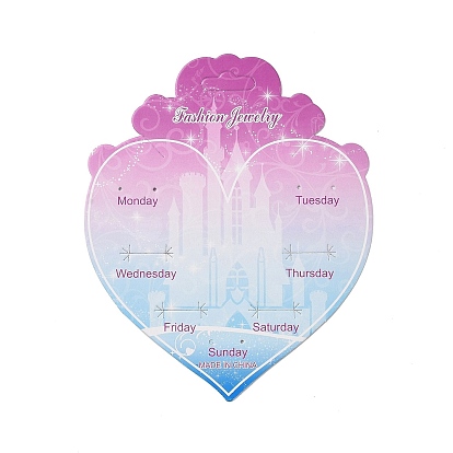 Gradient Color Heart Earring Display Cards, with Week