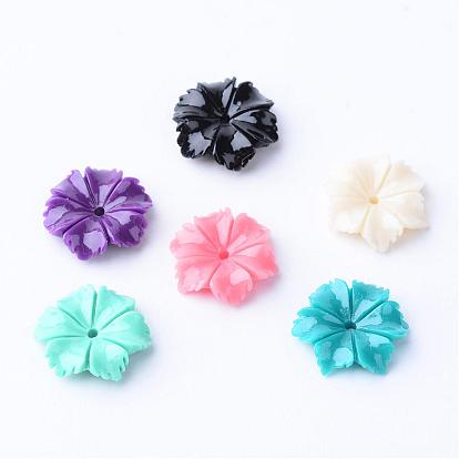 Dyed Synthetic Coral Beads, Flower