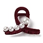 Flocking Plastic Claw Hair Clip, with Plastic Imitation Pearls, for Women Girls Thick Hair