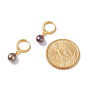 Natural Pearl Beads Drop Huggie Hoop Earrings for Women, Light Gold