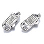 304 Stainless Steel Box Clasps, with Crystal Rhinestone, Oval