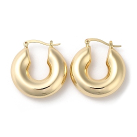 Donut Brass Hoop Earrings, Long-Lasting Plated, Lead Free & Cadmium Free