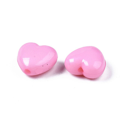 Opaque Acrylic Beads, 3D Heart, 10x11x6mm, Hole: 2mm, about 1267pcs/500g