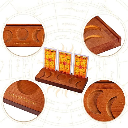 Porta cartas de tarot de madera con patrón de fase lunar, suministros de adivinación, la decoración del hogar, Rectángulo